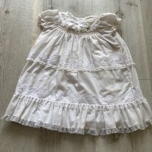 Polly Flinders Baby Girls Sz 6-12M White Flare Formal Dress church photo vaca